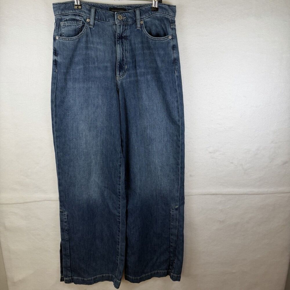 Banana Republic High Rise Wide Leg Split Bottom Jeans Retro Boho 70’s Cozy Sz 30